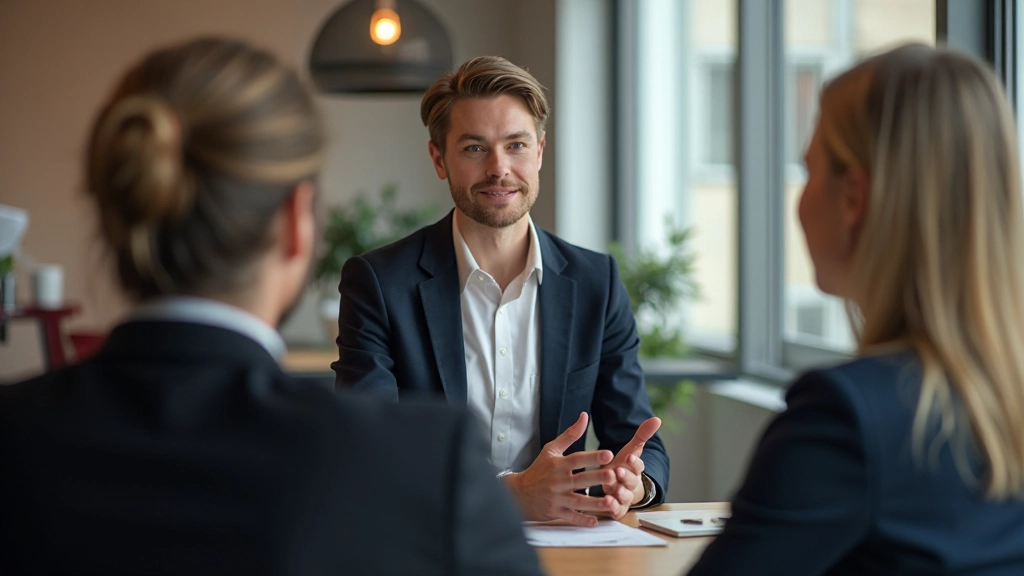 Manager in gesprek met twee teamleden, actief luisteren, constructieve discussie in kantoor setting, neutrale omgeving